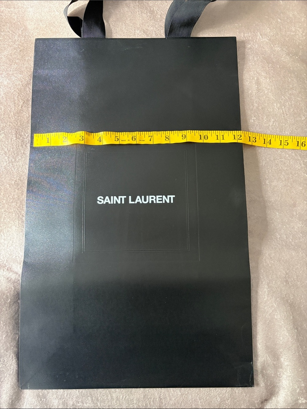 Saint Laurent Black Shopping Tote with White Logo